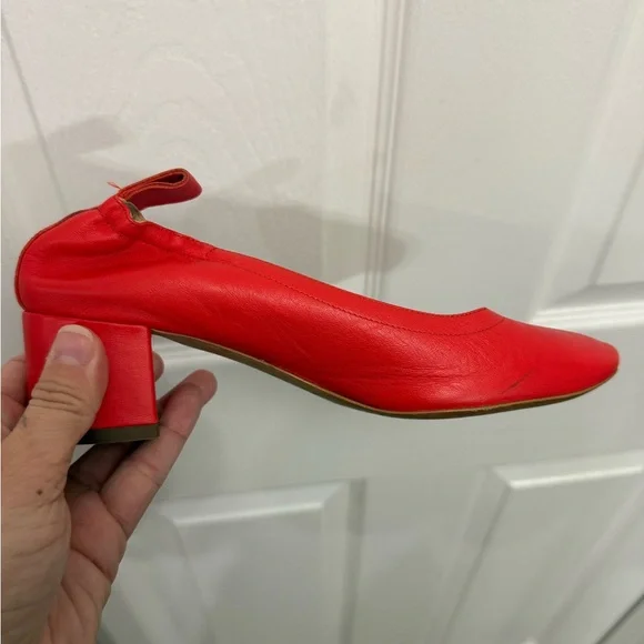 Everlane  Women's Red Orange The Day Heel Italian Leather Size 5 - Picture 6 of 8